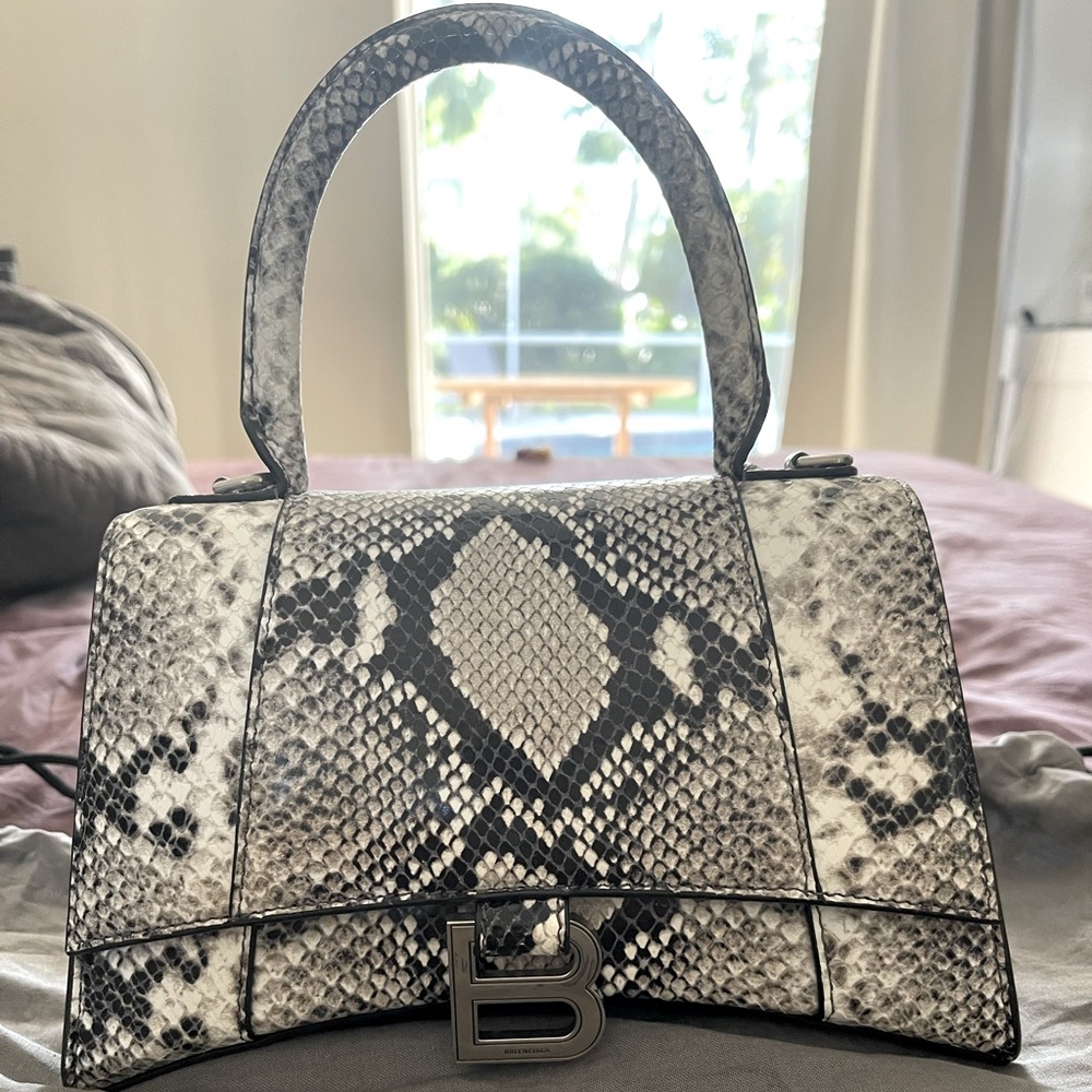 Small balenciaga Hourglass in snake leather